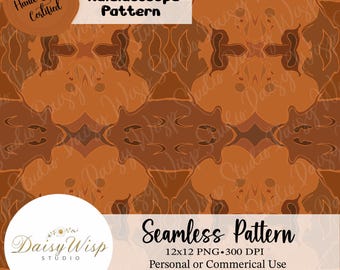 Autumn Copper Kaleidoscope Pattern – Warm Brown Seamless Design