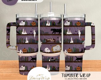 Spooky Bookshelf Tumbler Wrap | 11.28x10 PNG | 300 DPI | Halloween Sublimation | Digital Download