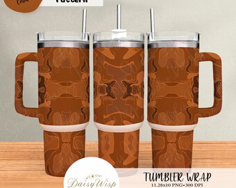 Brown Abstract Topographic Tumbler Wrap | 11.28x10 PNG | 300 DPI | Seamless Design | 40oz Tumbler | Digital Download