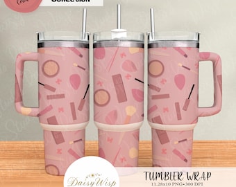 Makeup Tumbler Wrap | 40oz PNG | Beauty Seamless Design