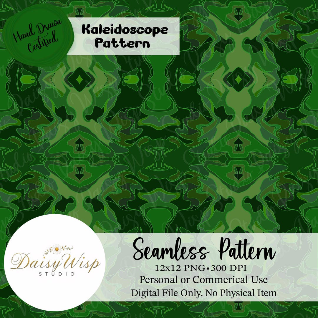 Emerald Forest Kaleidoscope Pattern – Green Abstract Seamless Digital ...