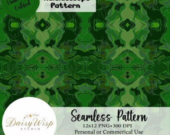 Emerald Forest Kaleidoscope Pattern – Green Abstract Seamless Digital Design
