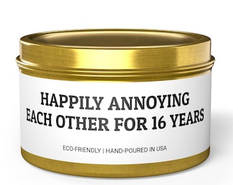 16th Anniversary Candle: Funny Gift for Couples, Coconut Soy Wax