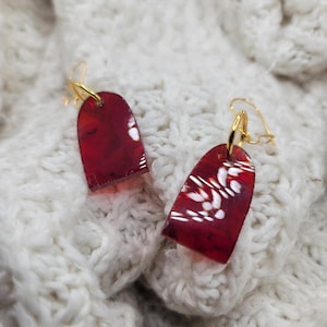 The Red Delicious Pair: Red Stain Glass Dangle Earrings