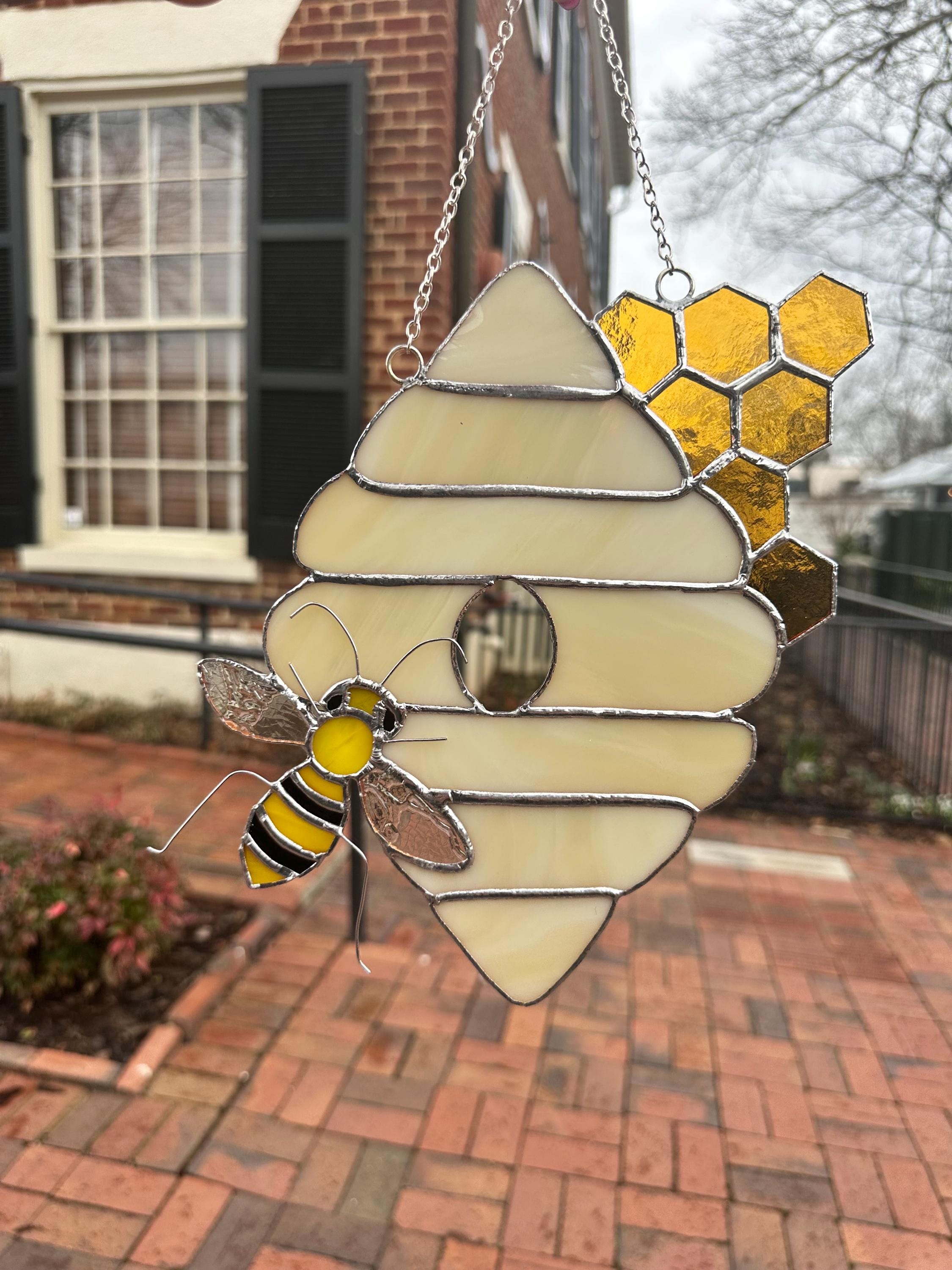 Bee Hive Stained Glass Window Hanging - Etsy