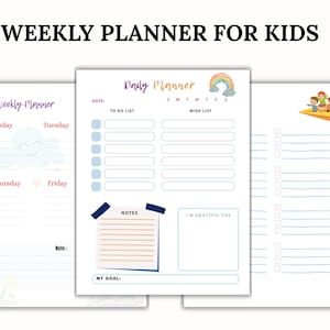 Weekly Planner Printable, Weekly Schedule for Kids, Family To Do List, Schedule Template Teacher, Homeschool, Weekly Calendar for Kids