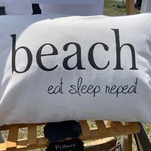 Hand Painted Beach Pillow Cover: Nautical Coastal Decor (10&quot; x 18&quot;)