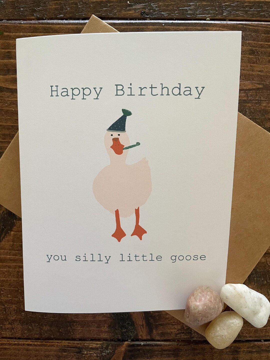 Goose Birthday Card – Hand Drawn Animal Greeting Card, Whimsical ...