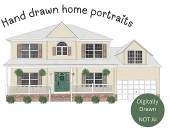 Custom House Portrait: Hand-Drawn Home Sketch, Realtor Gift (Digital Download)