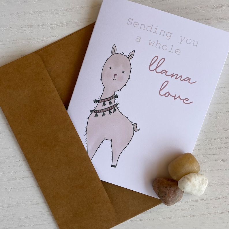 Llama greeting card, funny llama card, just because card, greeting card for loved one, A2 card and envelope zdjęcie 1