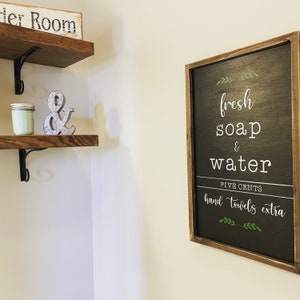 Fresh Soap & Water Wood Framed Bathroom Sign