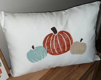 Hand Painted Pumpkins Pillow Cover, 100% Cotton Fall Decor