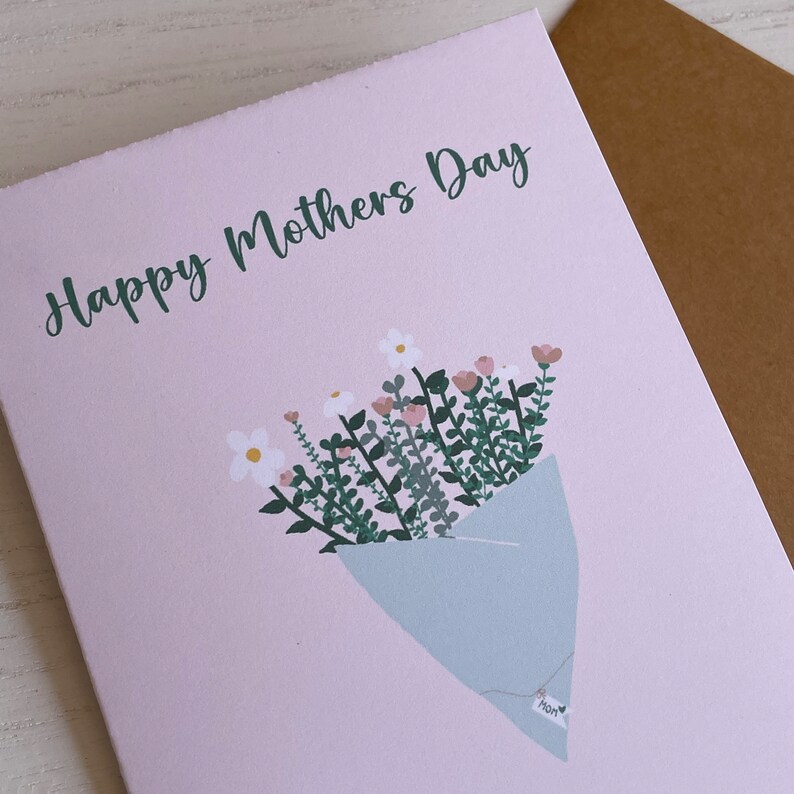 Hand Drawn Flower Bouquet Mothers Day Card (A2 Card) - Etsy