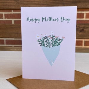 Mothers Day Card, Flower Bouquet Card, A2 card and envelope