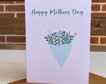 Mothers Day Card, Flower Bouquet Card, A2 card and envelope