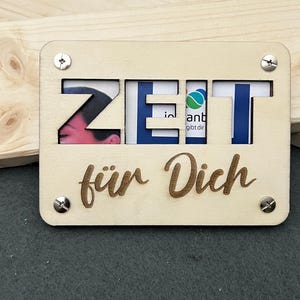 Gepersonaliseerde houten geldcadeaukaart - hier: TIJD voor jou, cadeau-idee, bruiloft, verjaardag, reizen, hobby, cadeaubon