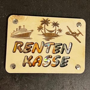 Carta regalo in denaro in legno personalizzata-qui: PENSIONE, pensione, pensione, pensione, regalo, idea regalo, regalo in denaro