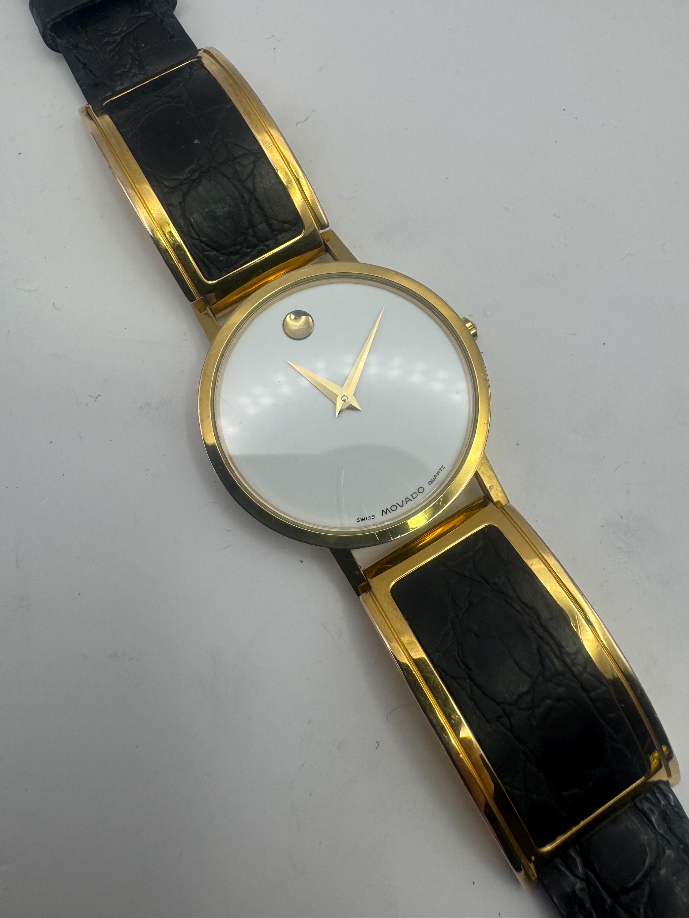 Movado Museum 87-45-882 Gold Tone White Face Men's Watch With