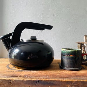 Vintage Kitchen Aid Enameled Tea Kettle Pot 1980s Black
