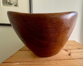 Vintage Teak Wood Bowl Wooden Serving Salad Thailand