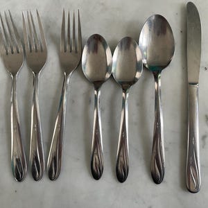 Vintage Washington Forge WAF3 Stainless Steel Flatware Atomic Stars 60s70s Mod 7 pieces
