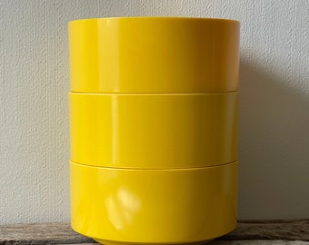 Vintage Heller Vignelli 3 Bowls Yellow Pop Mod