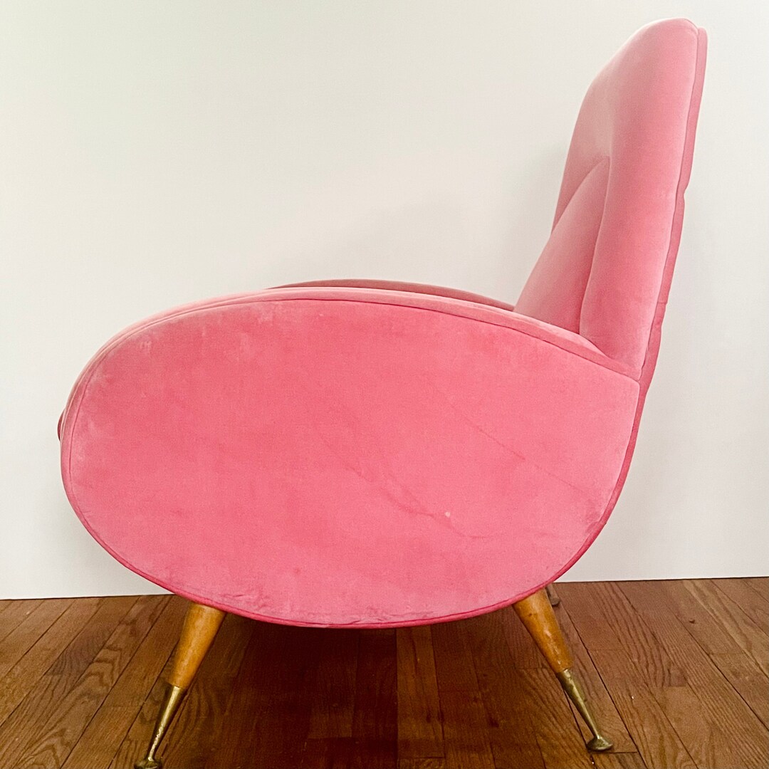 Vintage Italian Pink Velvet Side Chair 1950s Etsy