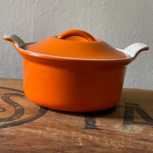Vintage Le Creuset Dutch Oven Mini Cocotte Covered Casserole No 14 Orange