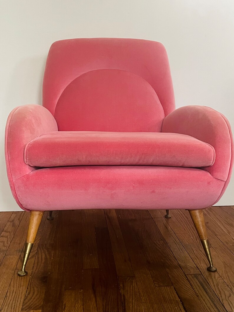 Vintage Italian Pink Velvet Side Chair 1950s Etsy