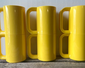 Vintage Heller Vignelli 6 Mugs Yellow Pop Mod