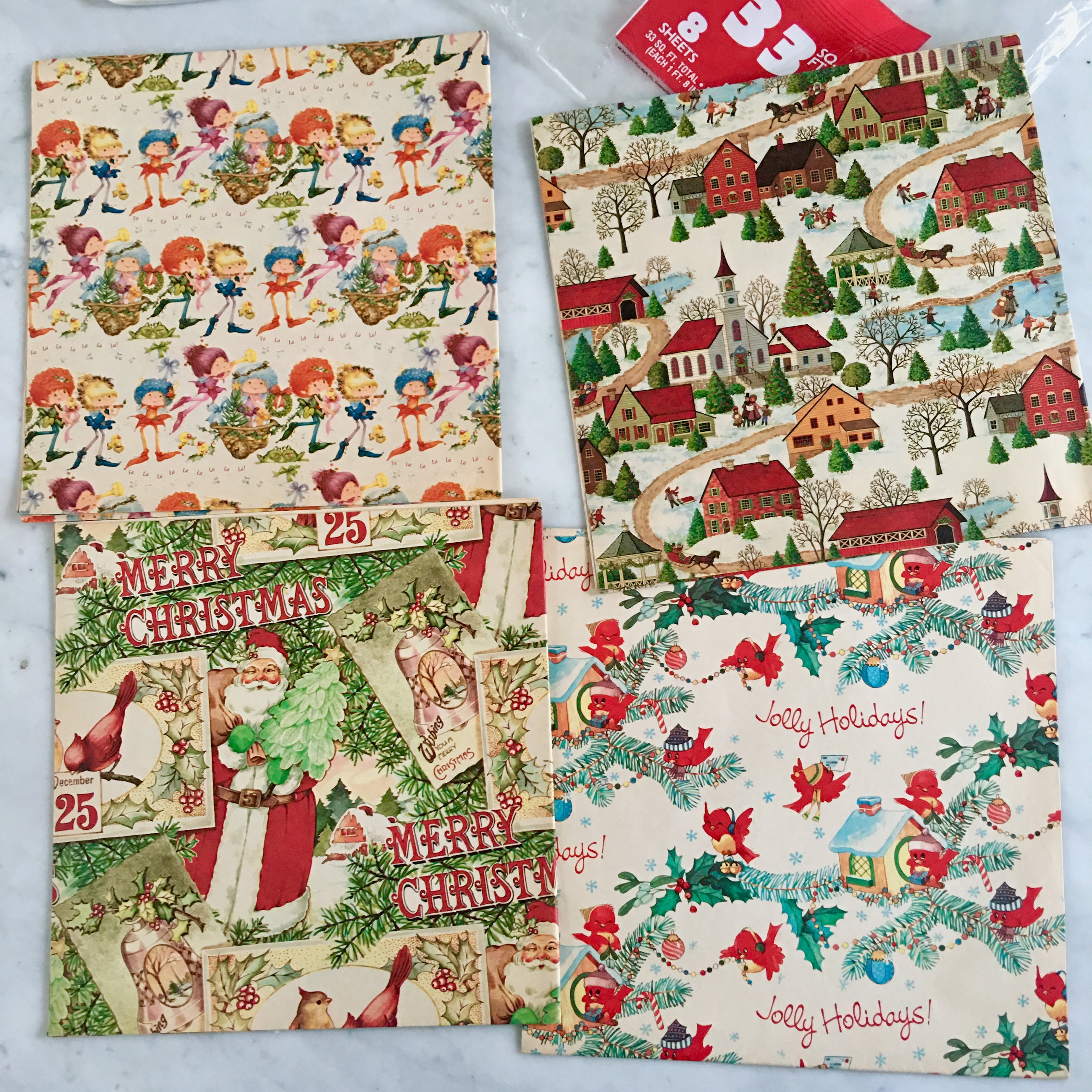 Vintage Christmas Wrapping Paper Lot Merry Xmas 1950s1980s Etsy