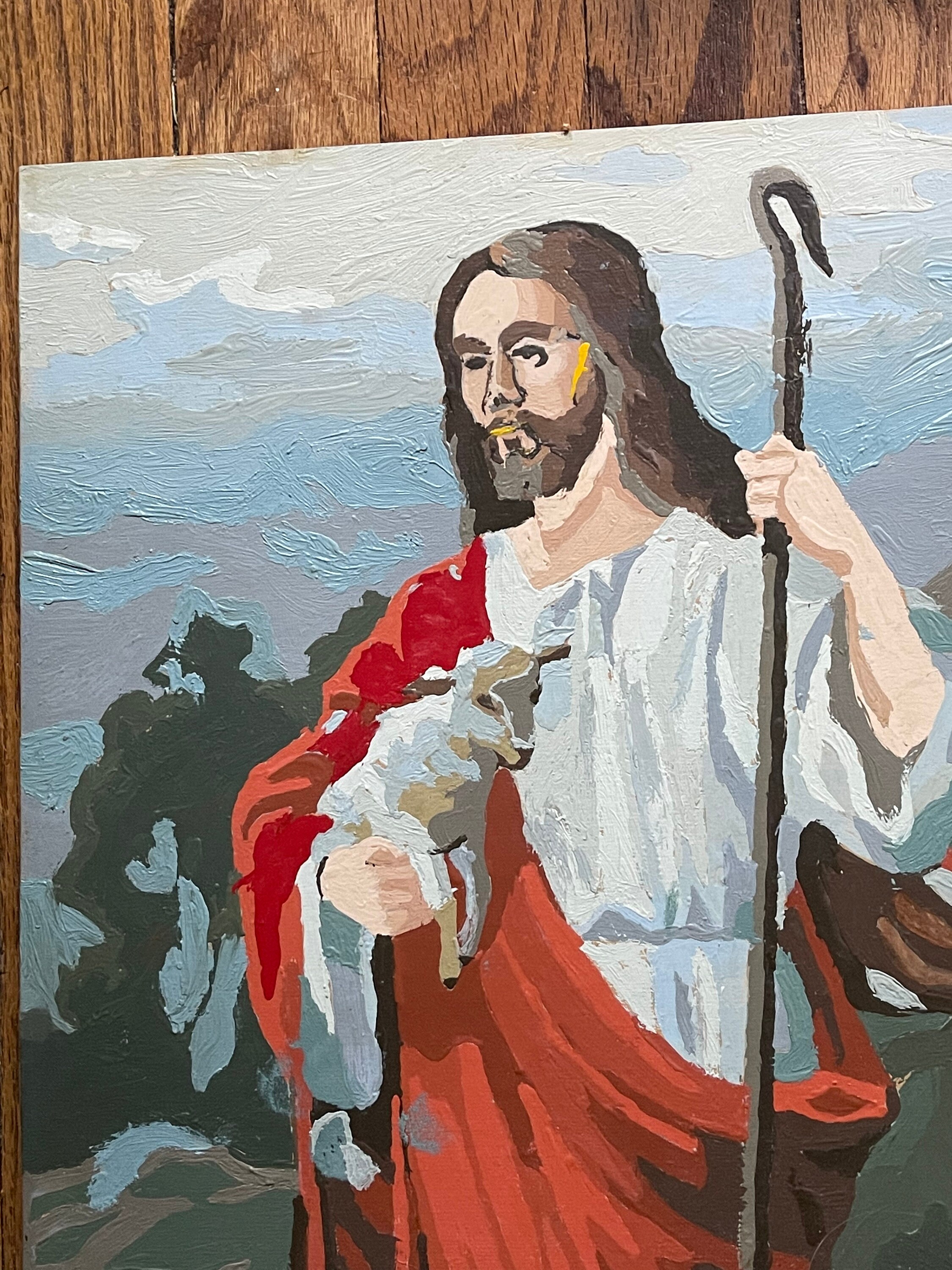 Vintage Paint By Number Painting Jesus With a Lamb | Etsy