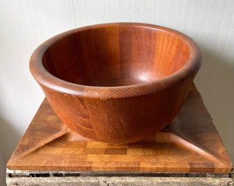 Vintage Dansk IHQ Large Teak Wood Bowl Wooden Serving Quistgaard Salad Denmark