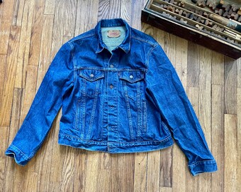 Vintage Levis Denim Jacket Trucker 70506 0216 Dark Blue Size 46 1980s USA