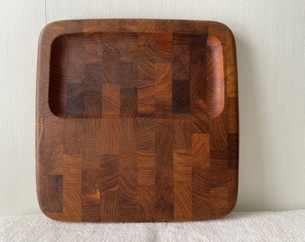 Vintage Dansk Denmark Teak Wood Cheese Tray Cutting Board Platter Parquet