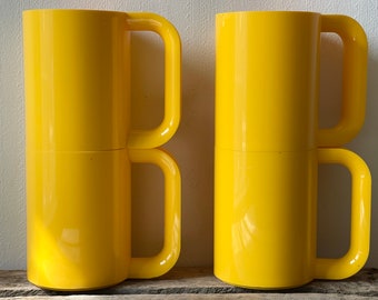 Vintage Heller Vignelli 4 Mugs Yellow Pop Mod