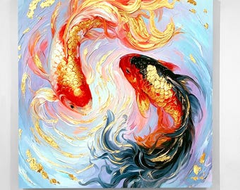 コイ金魚 金魚 アート モダン コイ 金魚 動物 中国風 開運絵画 金色の
