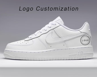 Custom Air Force 1 Hand-Painted Logo Shoes–Batch Sneakers Design,Team Icon or Brand Style, AF1 Unisex White AirForce1,Team Rewards Gift
