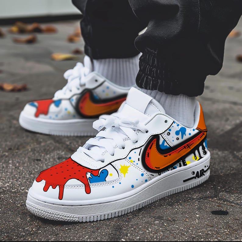 Custom Af1 Color Custom Af1 Shoes - Black Drip Design,custom Air Force 1 Gift,hand ...