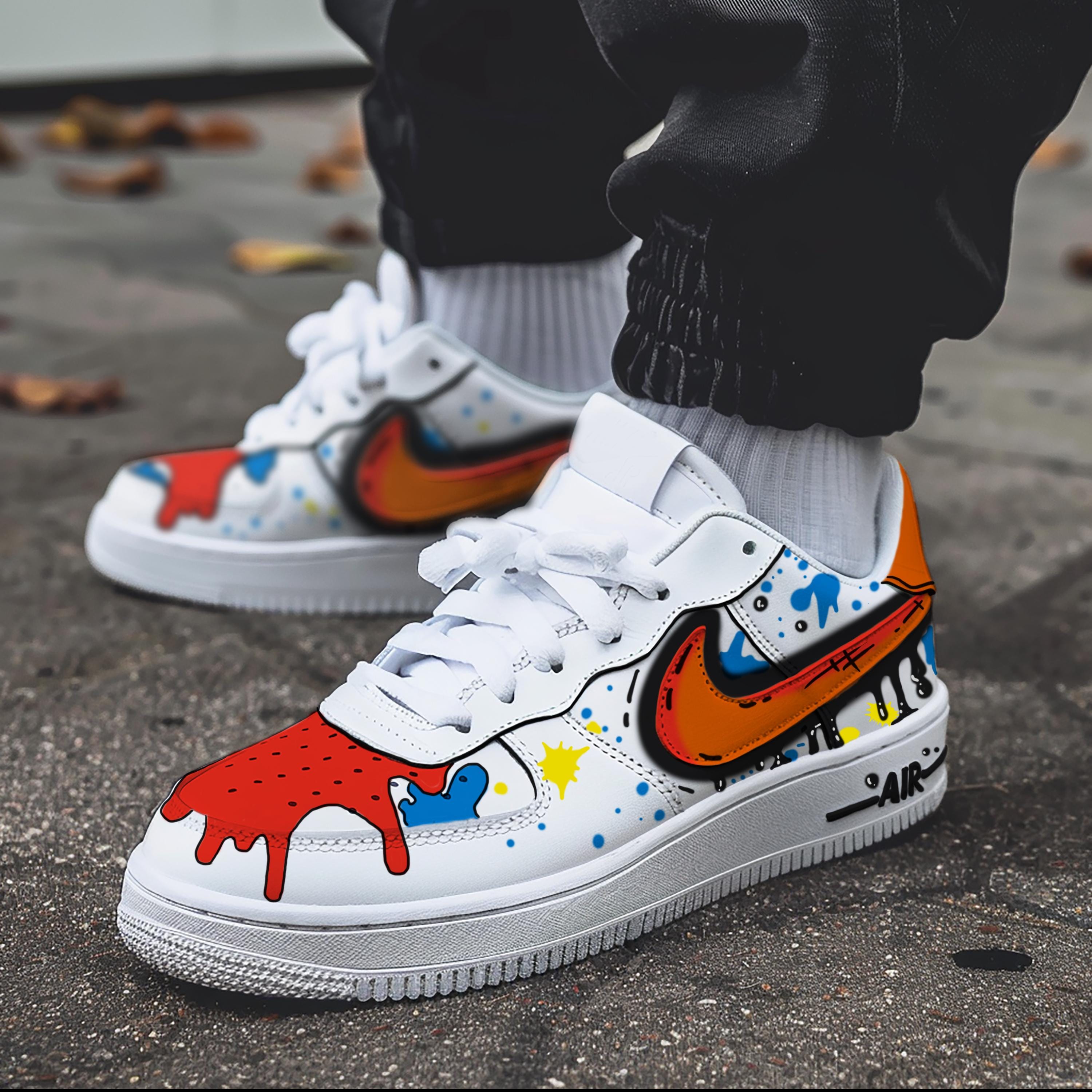 Custom Af1 Drip Custom Af1 Shoes - Black Drip Design,custom Air Force 1 Gift,hand ...