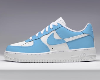 Custom AF1 Sneakers:Hand Painted Air Force 1,White Sport Shoes,Minimalism Design Cartoon Sketch,Men’s/Women’s Gift,Low Top Blue/Pink/Brown
