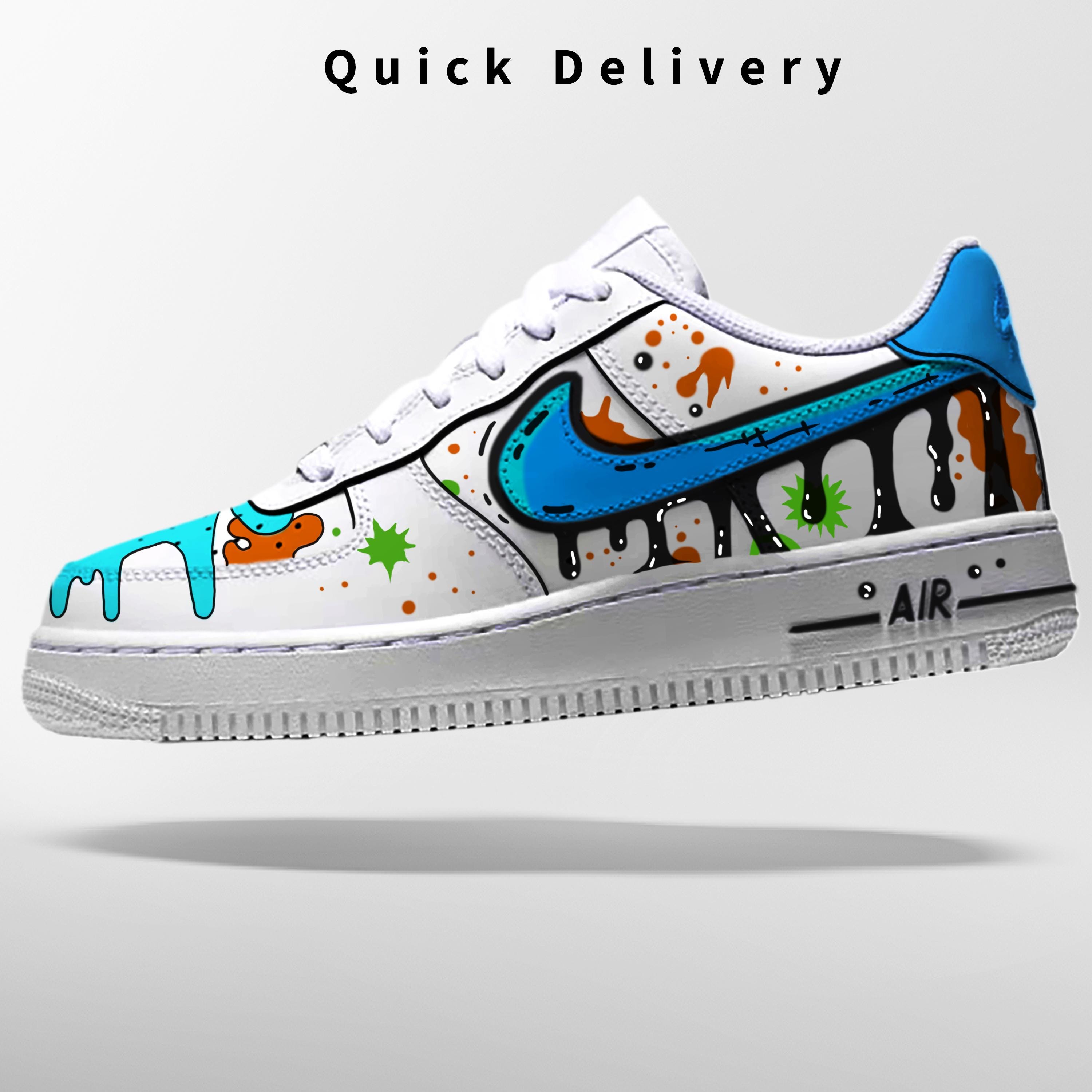 Custom Af1 Shoes - Black Drip Design,custom Air Force 1 Gift,hand ...