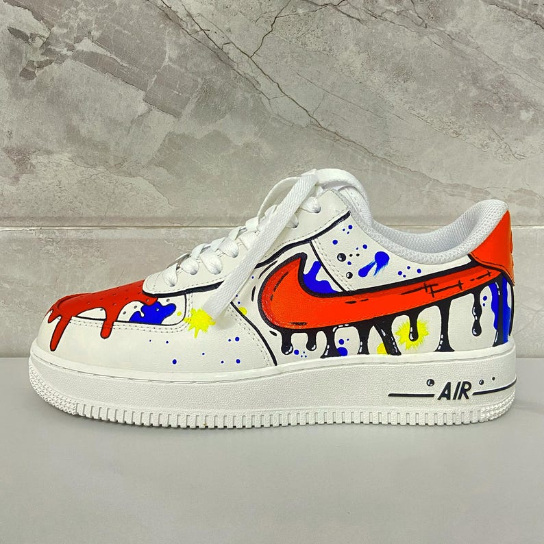 Custom Af1 Drip Custom Af1 Shoes - Black Drip Design,custom Air Force 1 Gift,hand ...