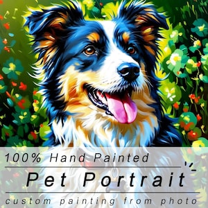 Exclusive Custom Hand-painted Pet Portrait  Dog Cat Horse Photos or Pictures Original Pet Memorial Paintings on Canvas Abstract Animal Art