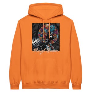 Vinyl Queen Hoodie, Retro Musik Kapuzen-Sweatshirt, Afrocentric Design, Rekord Kunst Bekleidung, Musik-Liebhaber Geschenk, Unisex Hoodie