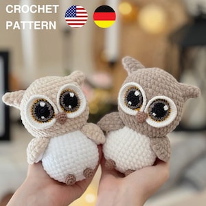 Baby Owl amigurumi, CROCHET PDF PATTERN (English and German), Plush toys amigurumi, Tutorial crochet toy Owl