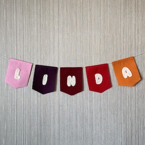 Name banner for babies and kids, Name banner nursery, Felt flag name bunting, Custom Felt Flag Banner, Birthday Garland, Celebration Banner