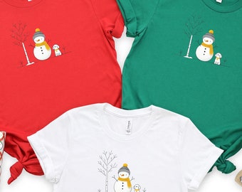 Christmas Snowman Tshirt and Sweatshirt,Snowman Shirt,Christmas Gifts,Christmas Crewneck, Christmas Shirts for Women,Xmas Tee,Dog Lover Tee