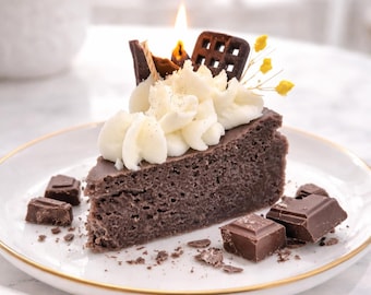 Vela con aroma a pastel de chocolate, vela de cumpleaños, vela con aroma a pastel, vela con aroma a chocolate, hecha a mano en Alemania, idea para regalo