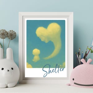Mother Baby Poster – Cloud Art Print for Nursery, Digital Baby Shower Gift, Printable Wall Art, Shelter Heart Cloud Decor